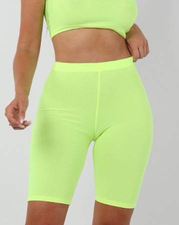 Women Solid Color High Waist Shorts Stretchy Seamless Slim Cycling Yoga Pants